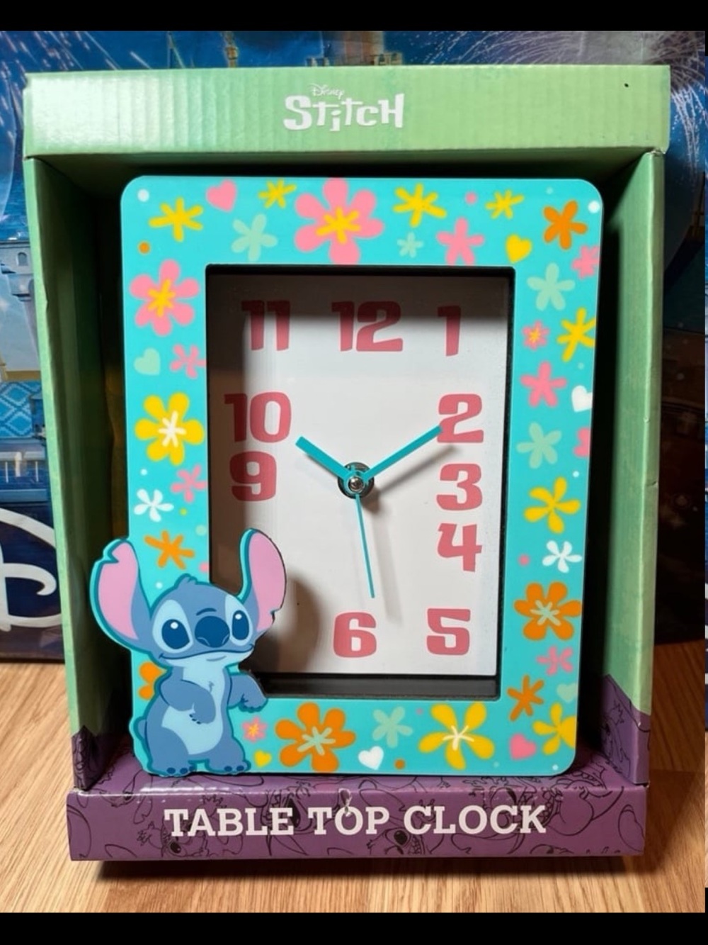 Disney Lilo and Stitch Stitch Flowered Frame TableTop Desk Clock New in Box